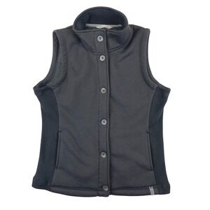 Woolrich Fleece Lined Vest Button Front Women's M Black Outdoor Warm Cozy